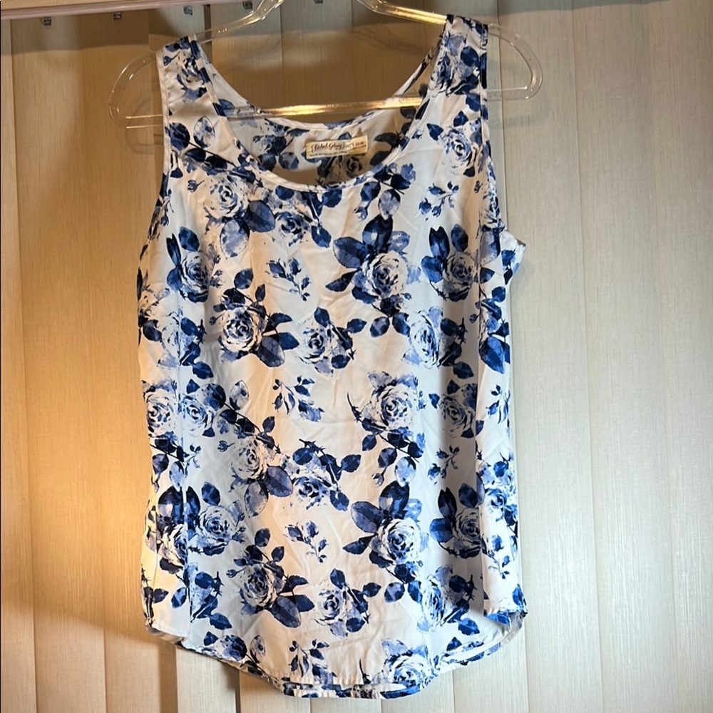 Universal Thread Fitted Blue and White Tank Top